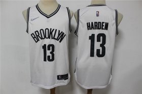 Wholesale Cheap Men\'s Brooklyn Nets #13 James Harden White 75th Anniversary Diamond 2021 Stitched Jersey