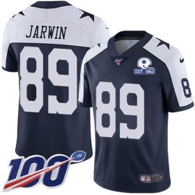 Wholesale Cheap Nike Cowboys #89 Blake Jarwin Navy Blue Thanksgiving Men\'s Stitched With Established In 1960 Patch NFL 100th Season Vapor Untouchable Limited Throwback Jersey