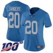 Wholesale Cheap Nike Lions #20 Barry Sanders Blue Throwback Women's Stitched NFL 100th Season Vapor Limited Jersey