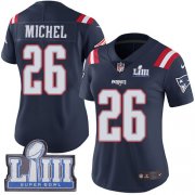 Wholesale Cheap Nike Patriots #26 Sony Michel Navy Blue Super Bowl LIII Bound Women's Stitched NFL Limited Rush Jersey