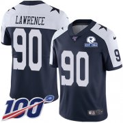 Wholesale Cheap Nike Cowboys #90 DeMarcus Lawrence Navy Blue Thanksgiving Men's Stitched With Established In 1960 Patch NFL 100th Season Vapor Untouchable Limited Throwback Jersey