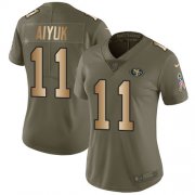 Wholesale Cheap Nike 49ers #11 Brandon Aiyuk Olive/Gold Women's Stitched NFL Limited 2017 Salute To Service Jersey