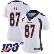 Wholesale Cheap Nike Broncos #87 Noah Fant White Women's Stitched NFL 100th Season Vapor Limited Jersey