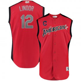 Wholesale Cheap American League #12 Francisco Lindor Majestic Youth 2019 MLB All-Star Game Player Jersey Red