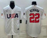 Wholesale Cheap Men's USA Baseball #22 Clayton Kershaw 2023 White World Baseball Classic Stitched Jerseys