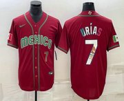 Wholesale Cheap Men's Mexico Baseball #7 Julio Urias Number 2023 Red Blue World Baseball Classic Stitched Jerseys