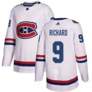 Wholesale Cheap Adidas Canadiens #9 Maurice Richard White Authentic 2017 100 Classic Stitched Youth NHL Jersey