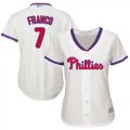 Wholesale Cheap Phillies #7 Maikel Franco Cream Alternate Women's Stitched MLB Jersey