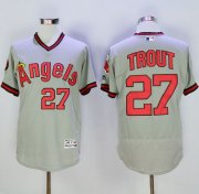 Wholesale Cheap Angels of Anaheim #27 Mike Trout Grey Flexbase Authentic Collection Cooperstown Stitched MLB Jersey