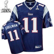 Wholesale Cheap Patriots #11 Julian Edelman Dark Blue Super Bowl XLVI Embroidered NFL Jersey