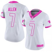Wholesale Cheap Nike Panthers #7 Kyle Allen White/Pink Women's Stitched NFL Limited Rush Fashion Jersey