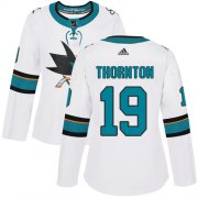 Wholesale Cheap Adidas Sharks #19 Joe Thornton White Road Authentic Women's Stitched NHL Jersey
