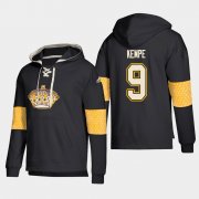Wholesale Cheap Los Angeles Kings #9 Adrian Kempe Black adidas Lace-Up Pullover Hoodie