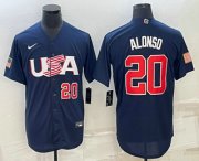 Wholesale Cheap Men's USA Baseball #20 Pete Alonso Number 2023 Navy World Baseball Classic Stitched Jersey