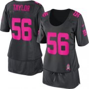 Wholesale Cheap Nike Giants #56 Lawrence Taylor Dark Grey Women's Breast Cancer Awareness Stitched NFL Elite Jersey
