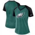 Wholesale Cheap Women's Philadelphia Eagles Nike Midnight Green-Black Top V-Neck T-Shirt