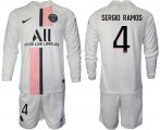 Wholesale Cheap Men 2021-2022 ClubParis Saint-Germainaway white Long Sleeve 4 Soccer Jersey