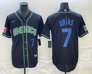 Wholesale Cheap Men's Mexico Baseball #7 Julio Urias Number 2023 Black Blue World Classic Stitched Jersey