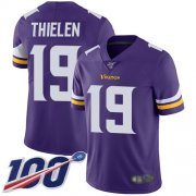 Wholesale Cheap Nike Vikings #19 Adam Thielen Purple Team Color Men's Stitched NFL 100th Season Vapor Limited Jersey