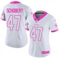 Wholesale Cheap Nike Jaguars #47 Joe Schobert White/Pink Women's Stitched NFL Limited Rush Fashion Jersey