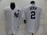Wholesale Cheap Men's New York Yankees #2 Derek Jeter White Cool Base Stitched Rose Baseball Jersey