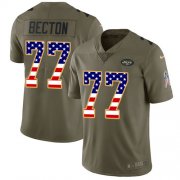 Wholesale Cheap Nike Jets #77 Mekhi Becton Olive/USA Flag Men's Stitched NFL Limited 2017 Salute To Service Jersey