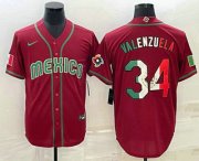 Wholesale Cheap Men's Mexico Baseball #34 Fernando Valenzuela 2023 Red Blue World Baseball Classic Stitched Jerseys