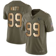 Wholesale Cheap Nike Texans #99 J.J. Watt Olive/Gold Men's Stitched NFL Limited 2017 Salute To Service Jersey
