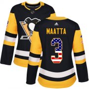 Wholesale Cheap Adidas Penguins #3 Olli Maatta Black Home Authentic USA Flag Women's Stitched NHL Jersey