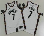 Wholesale Cheap Men's Brooklyn Nets #7 Kevin Durant NEW White 2020 City Edition Swingman Printed NBA Jersey