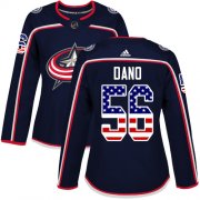 Wholesale Cheap Adidas Blue Jackets #56 Marko Dano Navy Blue Home Authentic USA Flag Women's Stitched NHL Jersey