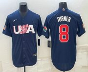 Wholesale Cheap Men's USA Baseball #8 Trea Turner 2023 Navy World Baseball Classic Stitched Jerseys