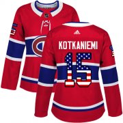 Wholesale Cheap Adidas Canadiens #15 Jesperi Kotkaniemi Red Home Authentic USA Flag Women's Stitched NHL Jersey