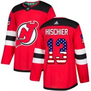 Wholesale Cheap Adidas Devils #13 Nico Hischier Red Home Authentic USA Flag Stitched NHL Jersey