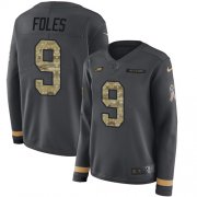 Wholesale Cheap Nike Eagles #9 Nick Foles Anthracite Salute to Service Women's Stitched NFL Limited Therma Long Sleeve Jersey