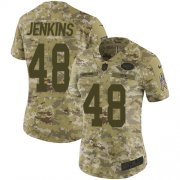 Wholesale Cheap Nike Jets #48 Jordan Jenkins Camo Women's Stitched NFL Limited 2018 Salute to Service Jersey
