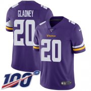 Wholesale Cheap Nike Vikings #20 Jeff Gladney Purple Team Color Men's Stitched NFL 100th Season Vapor Untouchable Limited Jersey