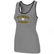 Wholesale Cheap Women's Nike Pittsburgh Steelers Heart & Soul Tri-Blend Racerback Stretch Tank Top Light Grey