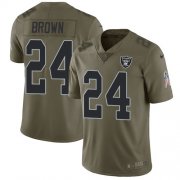 Wholesale Cheap Nike Raiders #24 Willie Brown Olive Men's Stitched NFL Limited 2017 Salute To Service Jersey