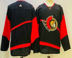 Wholesale Cheap Men\'s Ottawa Senators Blank Black 2022 Reverse Retro Authentic Jersey