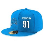 Wholesale Cheap Detroit Lions #91 A'Shawn Robinson Snapback Cap NFL Player Light Blue with White Number Stitched Hat