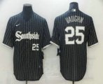 Wholesale Cheap Men's Chicago White Sox #25 Andrew Vaughn Black With Small Number 2021 City Connect Stitched MLB Cool Base Nike Jersey