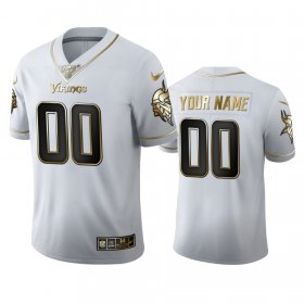 Wholesale Cheap Minnesota Vikings Custom Men\'s Nike White Golden Edition Vapor Limited NFL 100 Jersey