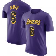 Wholesale Cheap Men's Los Angeles Lakers #6 LeBron James Purple 2022-23 Statement Edition Long Sleeve T-Shirt