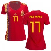 Wholesale Cheap Women's Spain #17 Iago Aspas Red Home Soccer Country Jersey