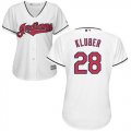 Wholesale Cheap Indians #28 Corey Kluber White Women's Home Stitched MLB Jersey