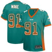 Wholesale Cheap Nike Dolphins #91 Cameron Wake Aqua Green Team Color Women's Stitched NFL Elite Drift Fashion Jersey