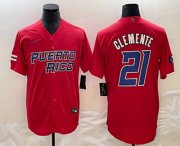 Wholesale Cheap Men's Puerto Rico Baseball #21 Roberto Clemente 2023 Red World Classic Stitched Jerseys