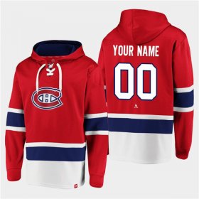 Wholesale Cheap Men\'s Montreal Canadiens Active Player Custom Red Ageless Must-Have Lace-Up Pullover Hoodie