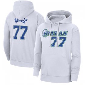 Wholesale Cheap Men\'s Dallas Mavericks #77 Luka Doncic White Pullover Hoodie
